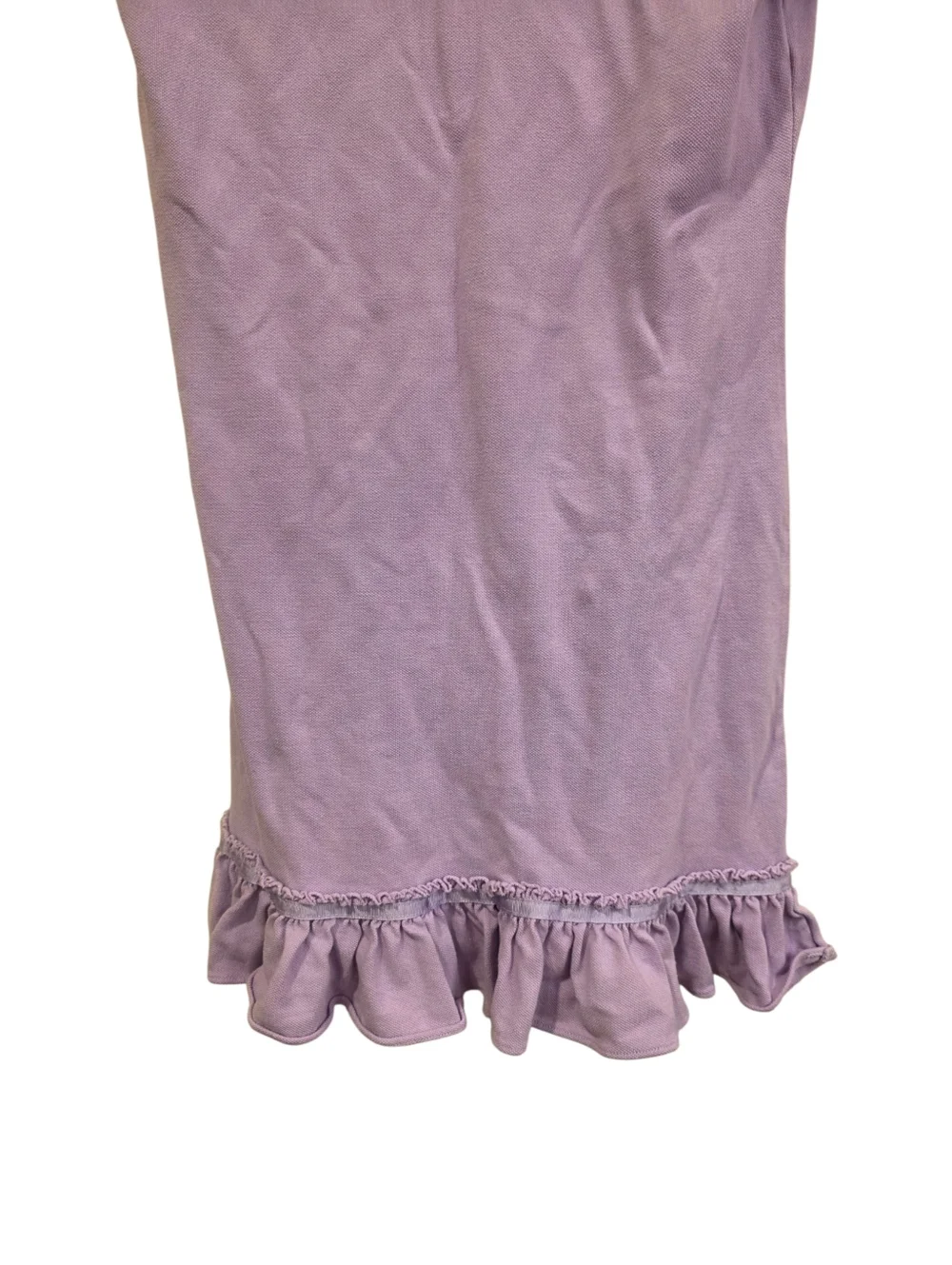RALPH LAUREN Lilac Cotton Ruffle Hem Polo Shirt Dress - Size XL (16)
